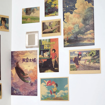 【宫崎骏15张】复古牛皮纸海报装饰画房间布置装饰墙壁纸贴画卡片