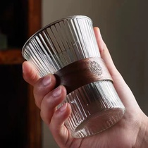 日式挂耳咖啡杯玻璃杯茶杯防烫耐高温竖纹水杯子家用高颜值拿铁杯
