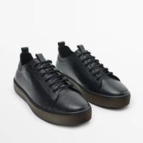 Massimo Dutti男鞋 2022秋季新品 棕色皮革休闲板鞋运动鞋 150709