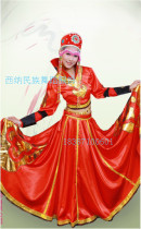 新款促销正品蒙古族红色大摆裙舞蹈演出 舞台表演演出民族服装 女