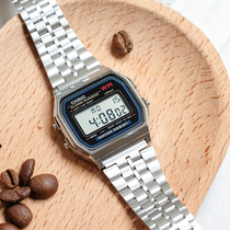 Casio卡西欧手表小银表复古方块手表多功能学生电子表男A159WA-N1
