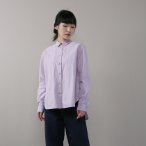 布兜设计师款浅紫色高密丝绵翻领长袖休闲款女士衬衫24新款