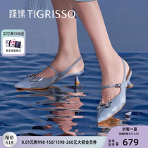 蹀愫新中式尖头小猫跟时装凉鞋女鞋TA43130-11