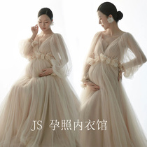 影楼孕妇写真服装新款孕妈主题婚纱摄影服仙气少女艺术拍照连体裙