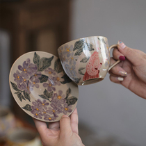 景德镇石头陶瓷手绘系列咖啡杯碟插画风高温釉下彩拉花杯伴手礼盒