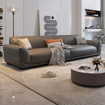 布雷尔真皮沙发意式极简黄牛皮简约现代客厅直排三人位皮艺沙发