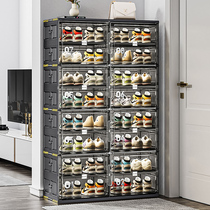 鞋柜门口家用多层简易折叠鞋架透明鞋盒收纳盒置物架入户鞋子收纳