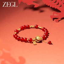 ZEGL设计师本命年龙系列福龙手链女属龙红玛瑙手串新年红色手饰品