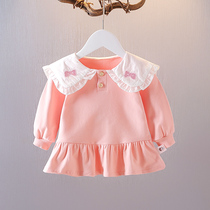 女宝宝秋季长袖T恤洋气秋装一岁女童娃娃领上衣婴儿秋天衣服新潮