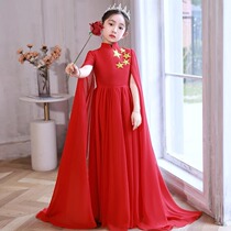 儿童礼服女红色中国风小学生国庆节诗歌朗诵大合唱团指挥演出服装