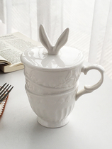 Annie Garden  出口订单  爱丽丝马克杯陶瓷带盖咖啡杯情侣水杯子