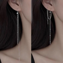 s925纯银耳线女韩版小清新长款气质耳链星星设计感小众网红耳饰品