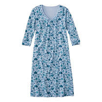 L.L. Bean/宾恩女士睡衣睡裙连体7分袖纯棉亲肤舒适正品TA501623