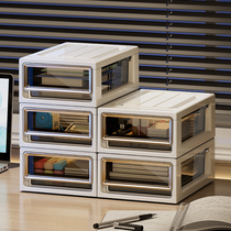 桌面收纳盒家用高档透明办公室桌上抽屉式长方形整理篮防尘塑料筐