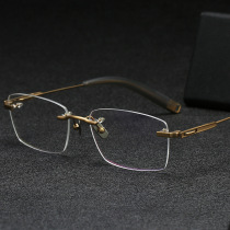 设计师款 纯钛无框眼镜架男钛架80817可配近视有度数潮流眼镜框女