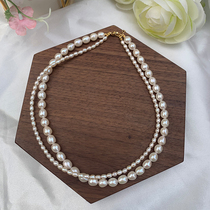 天然珍珠双层叠戴项链经典锁骨链气质高品质淡水 强光水滴形珍珠