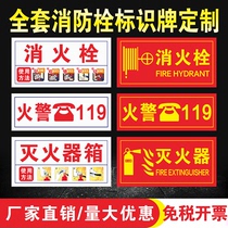 灭火器消火栓消防箱火警119消防贴纸使用方法指示标示牌亚克力