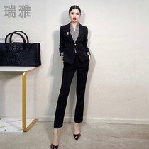 黑色西装外套女秋冬款韩版时尚气质休闲小个子高端职业装西服套装