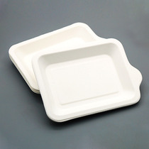 一次性盘子纸盘蛋糕盘 野餐餐盘长方形餐具加厚甘蔗碟子烧烤纸碟