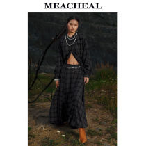 MEACHEAL米茜尔春季新款设计师「藏」系列格纹时尚精纺羊毛半身裙