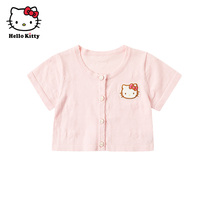 Hello Kitty官方童装女童短袖纯棉小外套短款线衫薄款