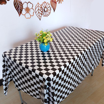黑白格子PE长方形一次性加厚塑料桌布餐厅甜品台生日派对装饰布置