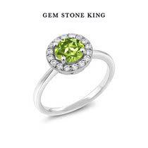 GSK宝石戒指女925纯银镶1.5克拉天然绿橄榄石满钻时尚女戒送女友