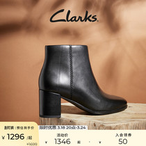 Clarks其乐芙蕾瓦系列女鞋冬季粗跟拉链及踝靴高跟短靴
