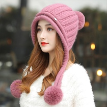 帽子女秋冬季韩版时尚可爱保暖针织帽冬天百搭女士加绒护耳毛线帽