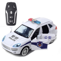电动遥控灯光音乐开门110公安车警车警察车男孩充电玩具汽车小车