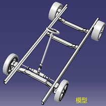 带齿轮齿条转向器汽车底盘车架3D三维几何数模型转向节车轮辋车桥