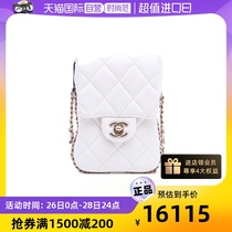 【自营】中古95新Chanel/香奈儿女单肩包字母珍珠链条手机包