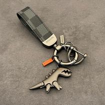 LV&GEDETE 经典格子钥匙扣小恐龙挂件可爱汽车钥匙链背包挂饰女男