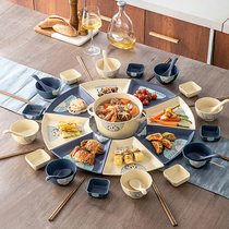 团圆拼盘组合年夜饭家庭餐具过年圆桌碗碟套装2022网红陶瓷菜盘子