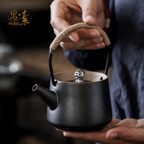 遇素黑陶功夫茶壶提梁壶陶瓷家用茶具简约过滤单壶小号普洱泡茶器