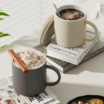 日本asvel 桌面保温马克杯陶瓷内胆带盖办公保冷咖啡杯带柄泡茶杯