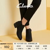 Clarks其乐女鞋秋冬切尔西靴潮流时尚简约复古方跟短靴女