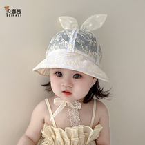 婴儿帽子防晒帽夏季宝宝女公主儿童女童遮阳帽太阳帽渔夫帽蕾丝