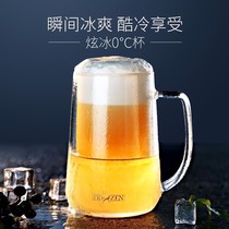 玻璃精酿扎啤杯德国速冰啤酒啤酒杯杯抖音网红杯双层带冰冻液创意