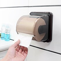 圣萨卫生间厕所纸巾盒免打孔创意卷纸架吸盘壁挂式纸筒厕纸盒家用