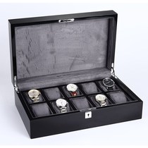 手表盒子木质首饰盒收纳盒展示盒亮光黑色表盒家用