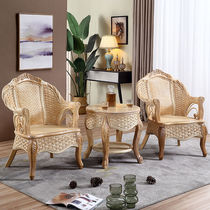 新款欧式阳台真藤编织桌椅休闲藤椅藤条椅子茶几三件套组合家用