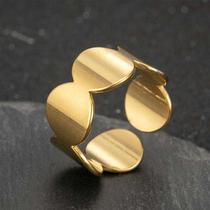 几何圆形指环 时尚个性冷淡风不锈钢宽面简约戒指ins18K金配件