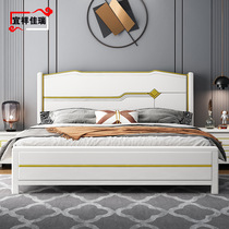 轻奢全实木床现代简约欧美式白色1.8米双人主卧室1.5公主储物婚床