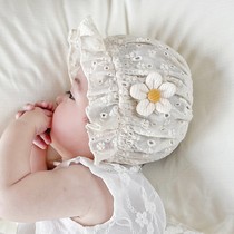 婴儿公主帽子春秋韩系洋气宫廷帽女童薄款小月龄女宝宝纯棉包头帽