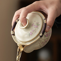 汝窑茶具盖碗茶杯单个防烫手冲泡壶高档茶具冰裂手抓壶泡茶专用碗
