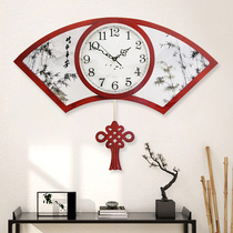 实木扇形挂钟新中式客厅钟表中国风时钟古典艺术装饰创意石英钟表