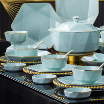 北欧餐具套装碗盘家用陶瓷碗筷碗碟套装碗家用2024新款乔迁釉下彩