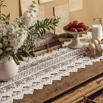 家用北欧白色蕾丝桌旗长条轻奢氛围感茶几餐桌电视柜桌布鞋柜盖巾