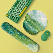 油画草地艺术鼠标垫护腕硅胶软垫3D键盘手托护腕垫游戏办公电脑